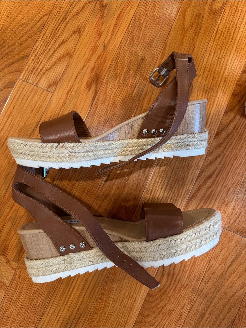 NWOT Steve Madden Tan Brown Espadrille Wedge Sandals - Picture 3 of 4